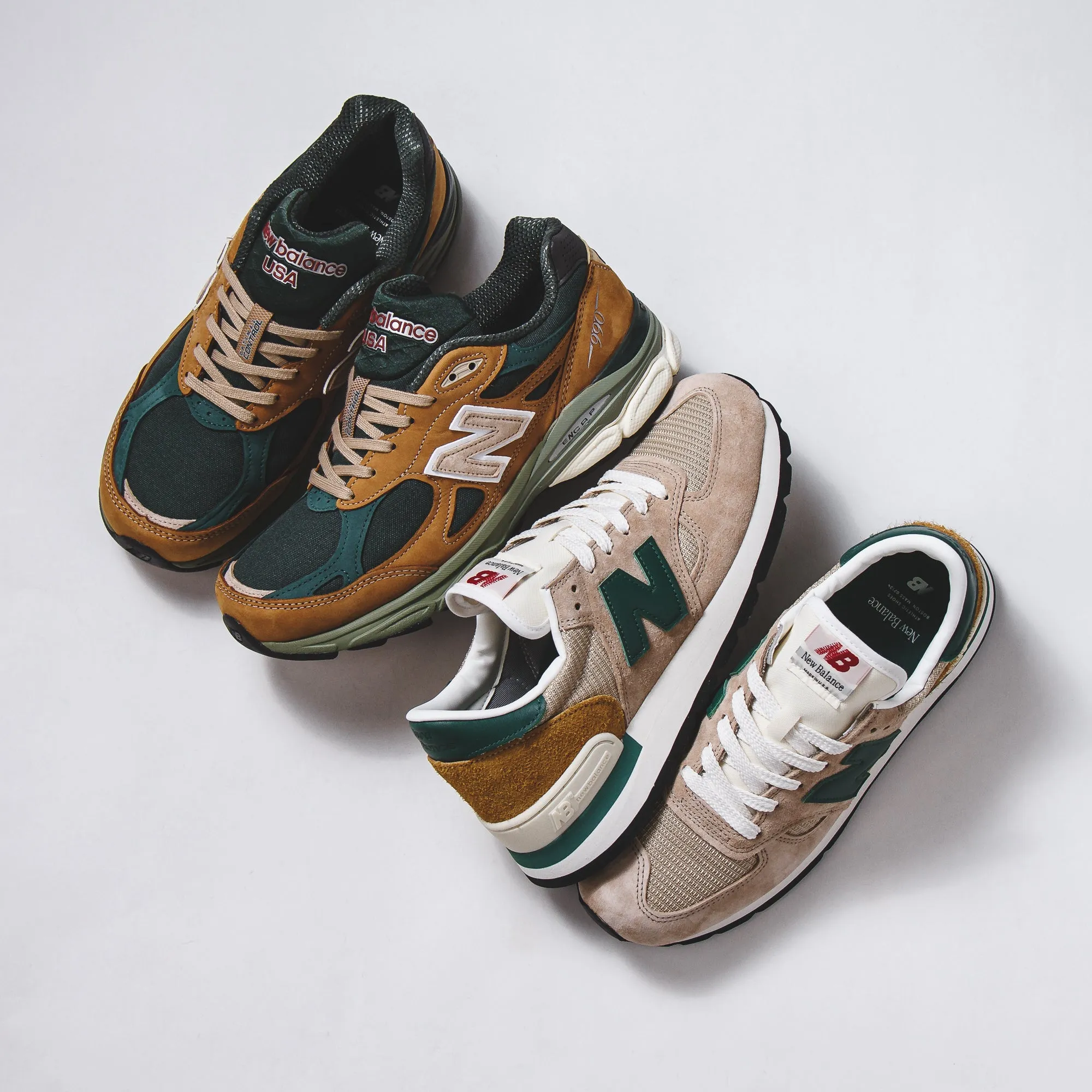 New Balance Gore Tex Shoes New Balance Men 990v3 Tan Green Made In USA M990WG3