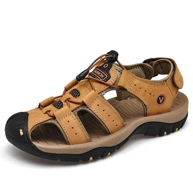 New Men Shoes Genuine Leather Men Sandals Summer Men Causal Shoes Beach Sandals Man Fashion Outdoor Casual Sneakers Size 38-48 Sandals Beaches Resort