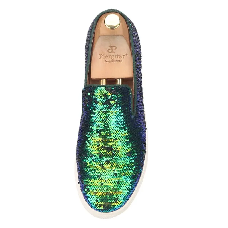 Church Loafers New Style Teal Sequins Handmade Loafers