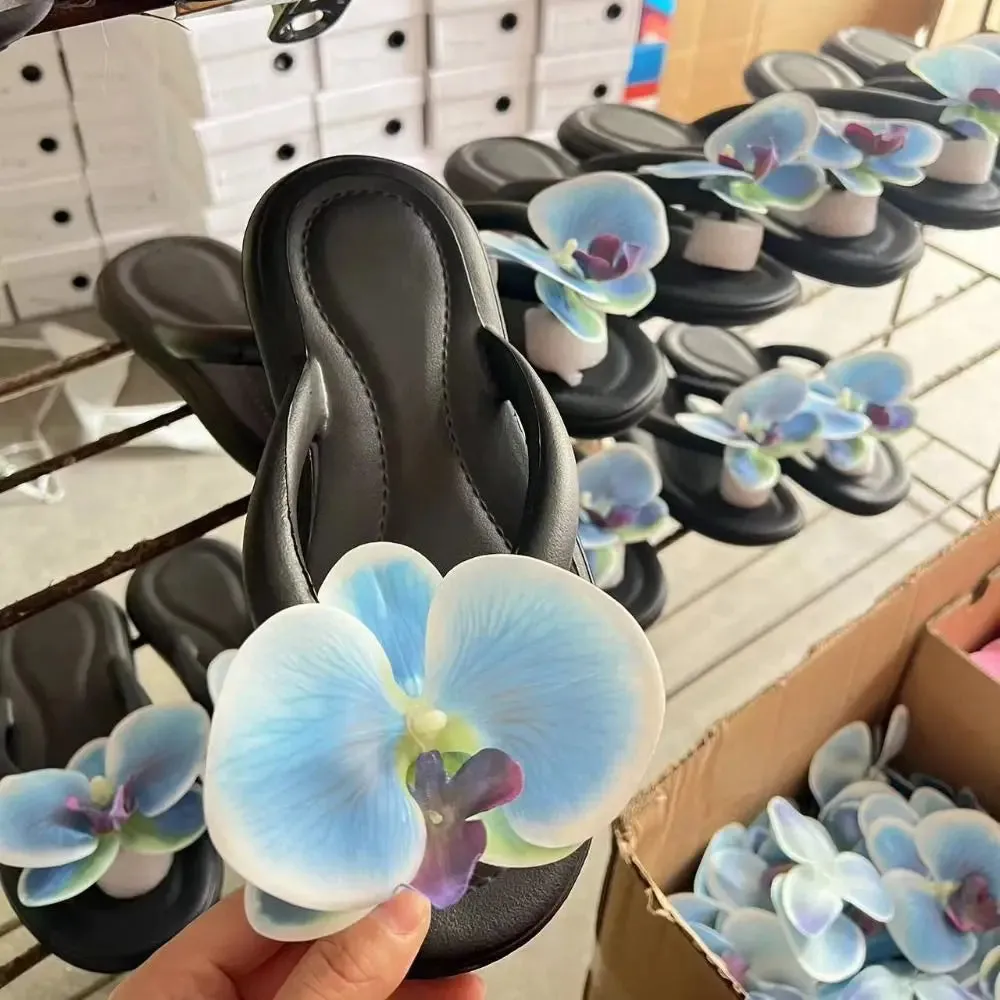 Most Stylish Flip Flops New! Summer Butterfly Orchid Flower Slippers For Women Soft Soled Sandals Student Girls Non-Slip Home Indoor Shoes Beach Shoes