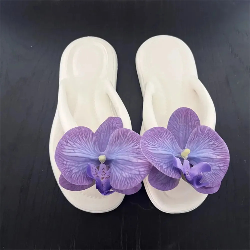 New! Summer Butterfly Orchid Flower Slippers For Women Soft Soled Sandals Student Girls Non-Slip Home Indoor Shoes Beach Shoes Okabashi Breeze Flip Flops