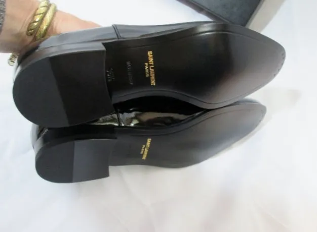 T.j. Maxx Loafers NEW YVES SAINT LAURENT PARIS FLAT Leather SHOE 36.5 6 BLACK Loafer Womens NIB