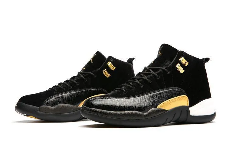 Nike Air Jordan 12 Retro Black Velvet Shoes Basketball Men Sale Size US 7 - 13 Best Shoe For Plantar Fasciitis Asics