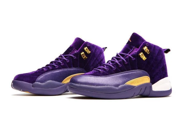 Nike Air Jordan 12 Retro Purple Velvet Shoes Basketball Men Sale Size US 7 - 13 Asics Tennis Shoes Sale