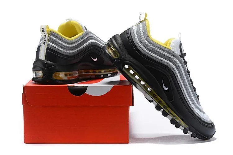Nike Air Max 97 Black Grey Yellow Shoes Sale Men Size US 7, 8, 8.5, 9, 10, 11 Asics Tennis Shoes Size Chart