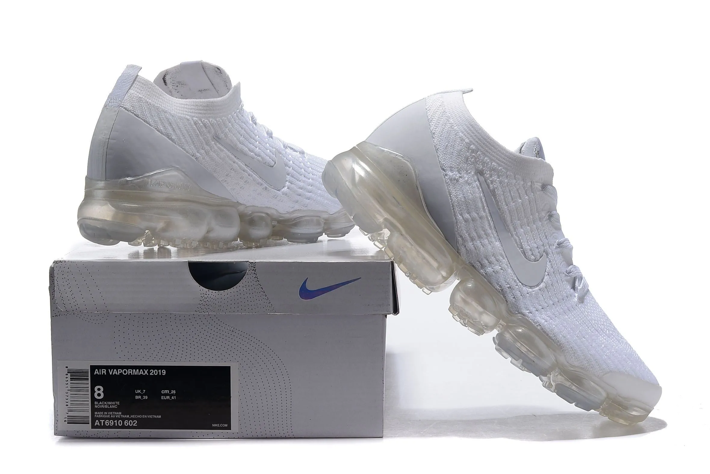 Nike Air Vapormax Flyknit 3 White Shoes Sneakers Men Sale Size US 7, 8, 8.5, 9, 10, 11 Best Sneakers Arch Support