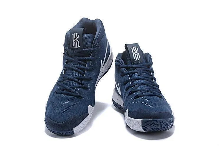 Tennis Shoes Sale Asics Nike Kyrie 4 Navy White Men Basketball Shoes !!! CYBER MONDAY SALE !!!