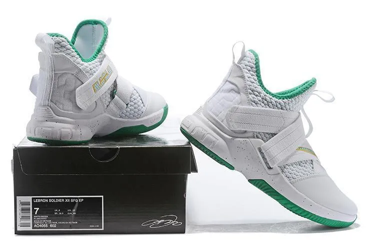 Asics Running Shoes With Good Arch Support Nike Lebron Soldier XII 12 SFG EP Grey White Green Men Shoes Sale Size US 7-12
