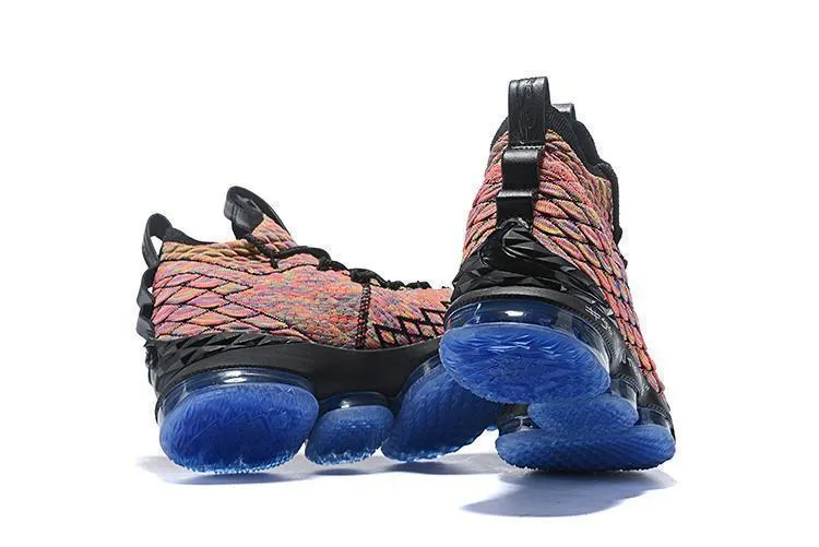 Asics Strength Training Shoes Nike Lebron XV 15 Black Rainbow Blue Men Shoes !!! CYBER MONDAY SALE !!!