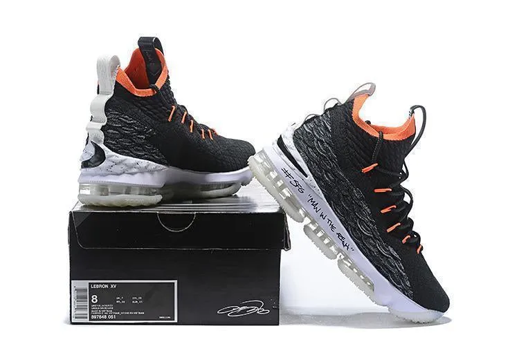 Nike Lebron XV 15 Black White Orange Men Shoes !!! CYBER MONDAY SALE !!! Asics Dress Shoes