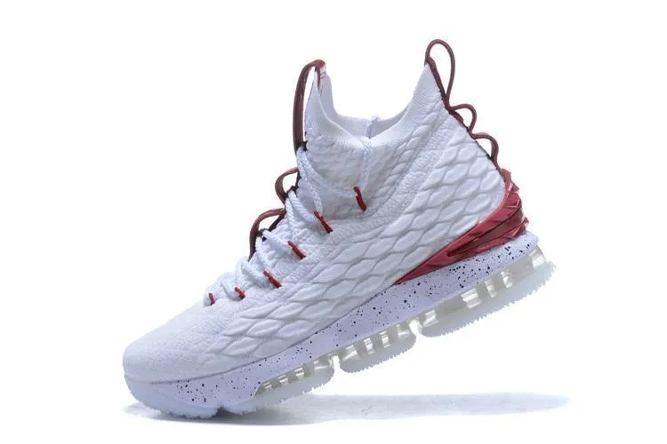 Nike Lebron XV 15 White Bordeaux Red Men Shoes !!! CYBER MONDAY SALE !!! Asics Shoes Quantum