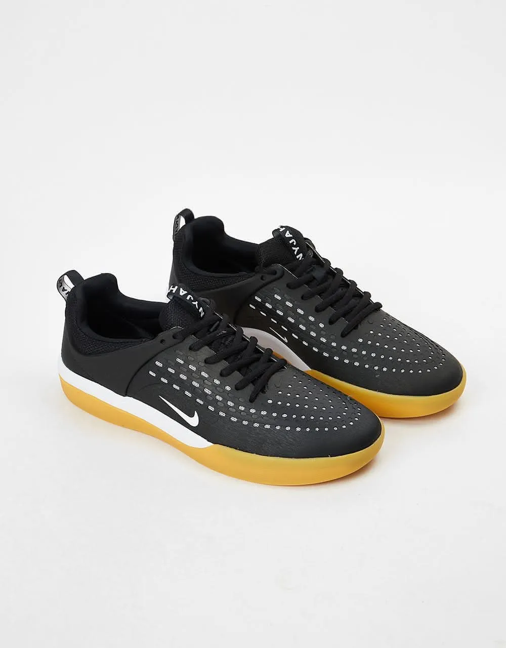 Nike SB Zoom Nyjah 3 Skate Shoes - Black/White-Black-White-Gum Lt Brown Asic Gel-1130 Casual Shoes