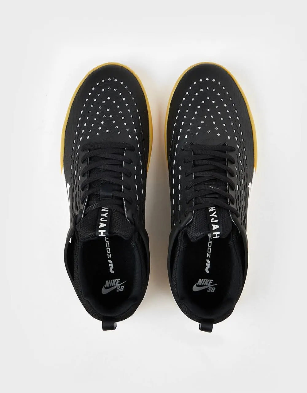 Nike SB Zoom Nyjah 3 Skate Shoes - Black/White-Black-White-Gum Lt Brown Asics Shoes Nursing