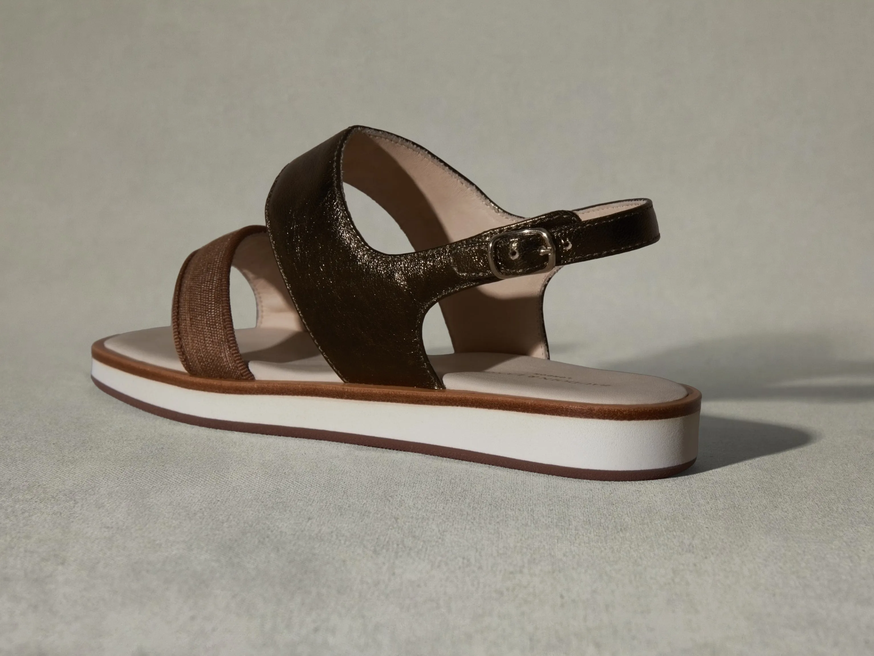 Tennis Shoe Sandals Nuage Sandal in Sirocco Silk and Metal Nappa