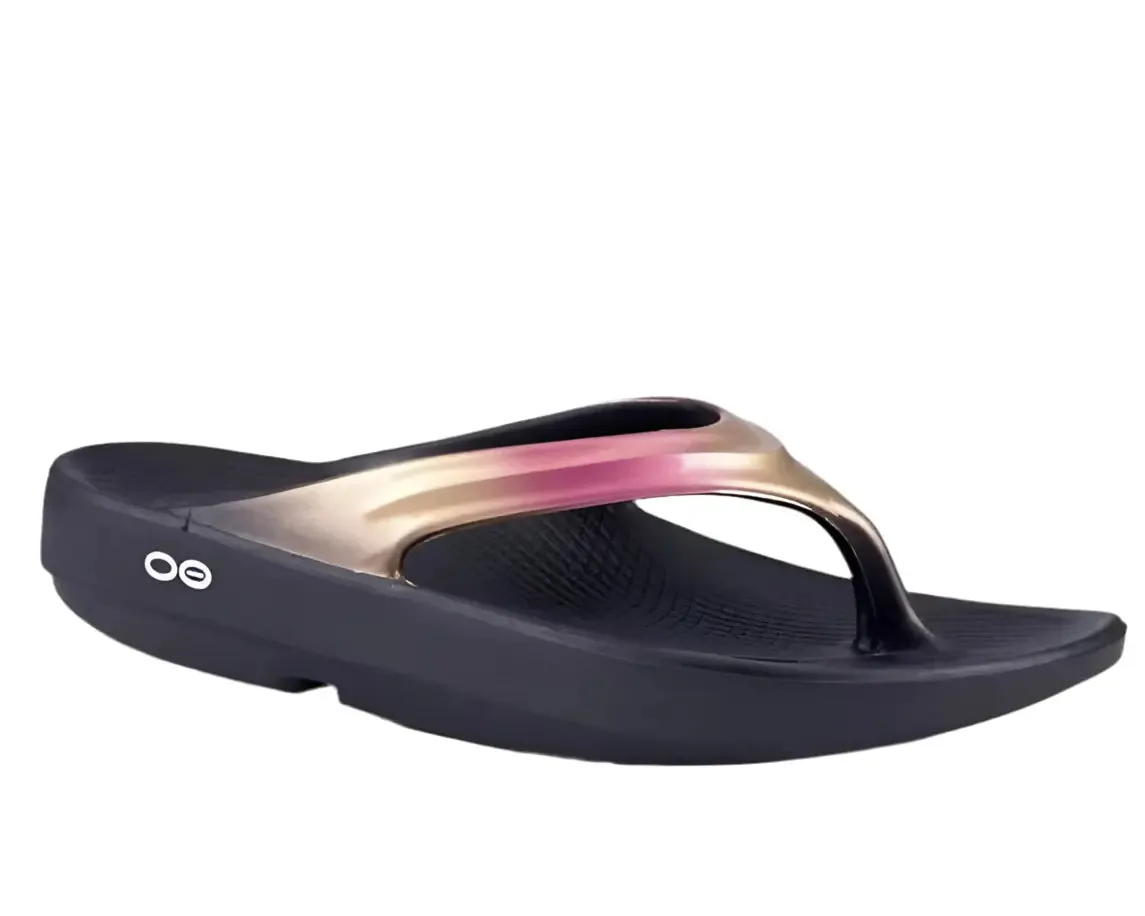 Watercolor Flip Flops OOFOS OOLALA LUXE ROSE GOLD