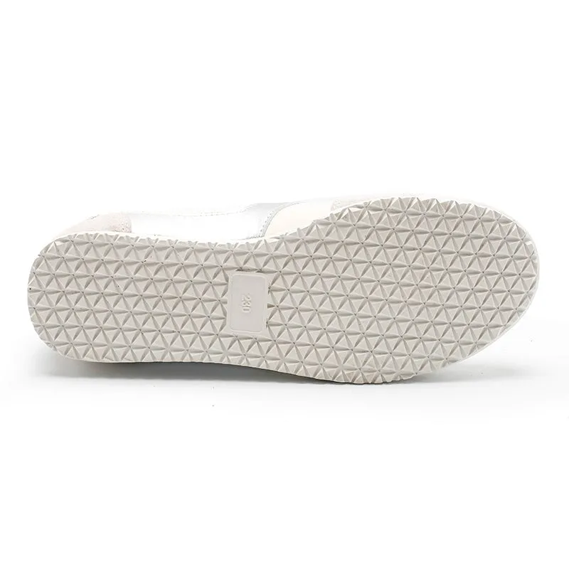 White Shoes for Women Army Trainer Leather Sneakers - Beige/Pink Go-to Wing Oxfords