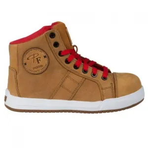P&F PF690 Women's MID Composite Toe Leather Athletic Work Shoes - Khaki 8 Leather Work Boots
