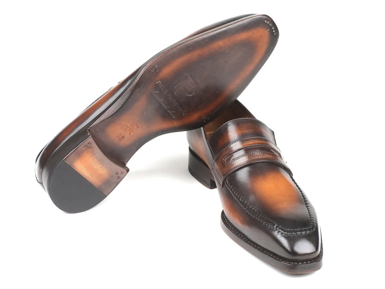 Dress With Loafers Paul Parkman Brown Burnished Goodyear Welted Loafers