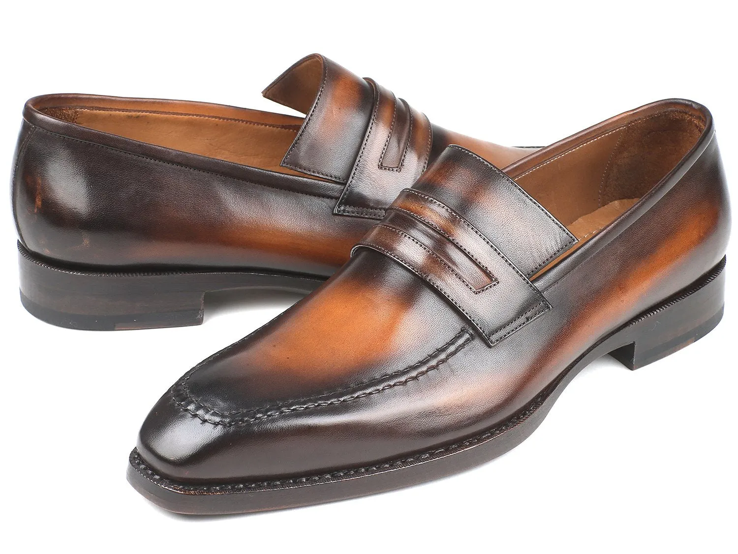 Paul Parkman Brown Burnished Goodyear Welted Loafers Dr Scholls Loafers