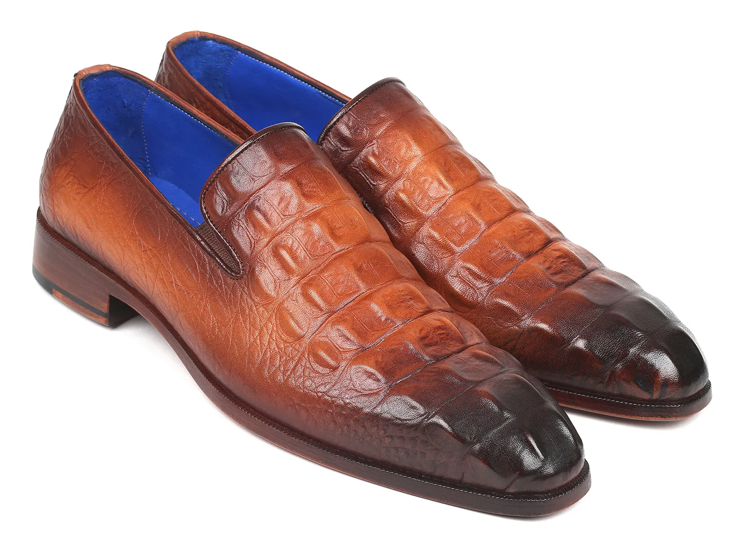 Paul Parkman Brown Crocodile Embossed Calfskin Loafers (ID#5576-BRW) Loafers 1906