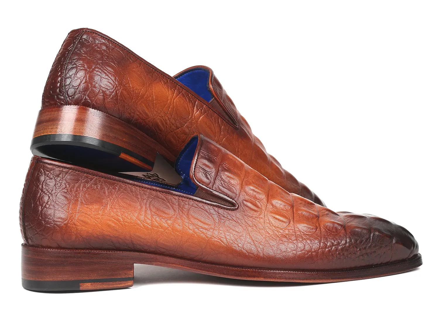 Best Slip On Loafers Paul Parkman Brown Crocodile Embossed Calfskin Loafers (ID#5576-BRW)