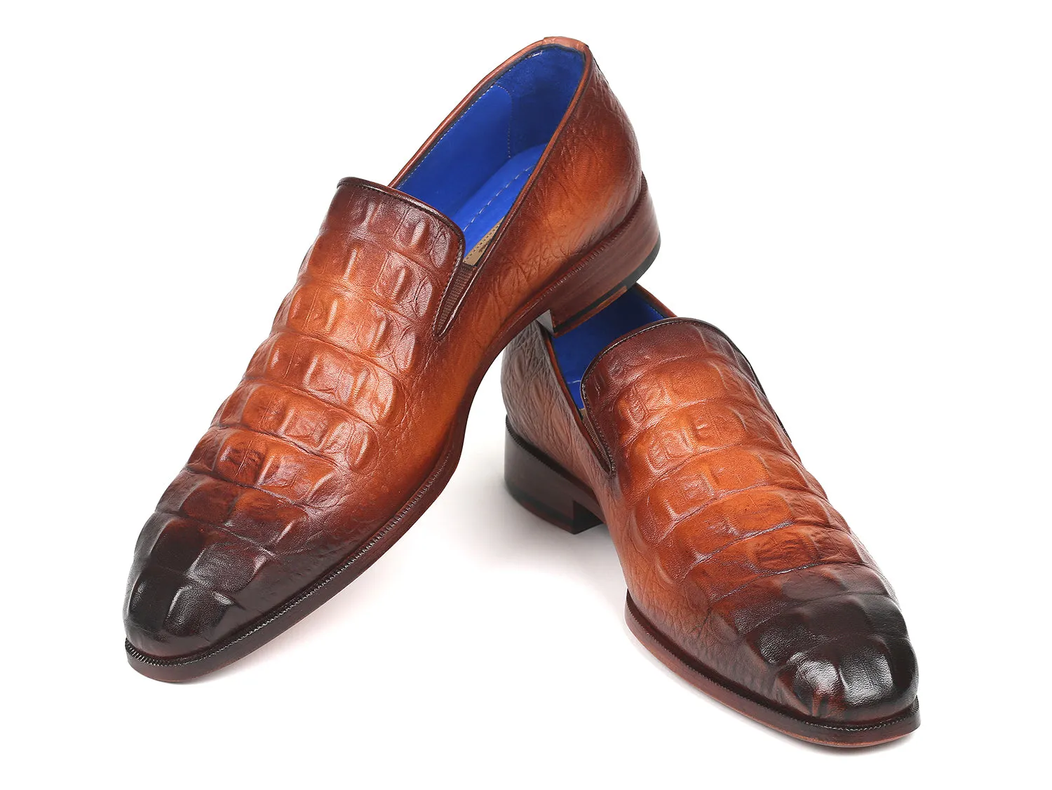 Paul Parkman Brown Crocodile Embossed Calfskin Loafers (ID#5576-BRW) Pants With Loafers