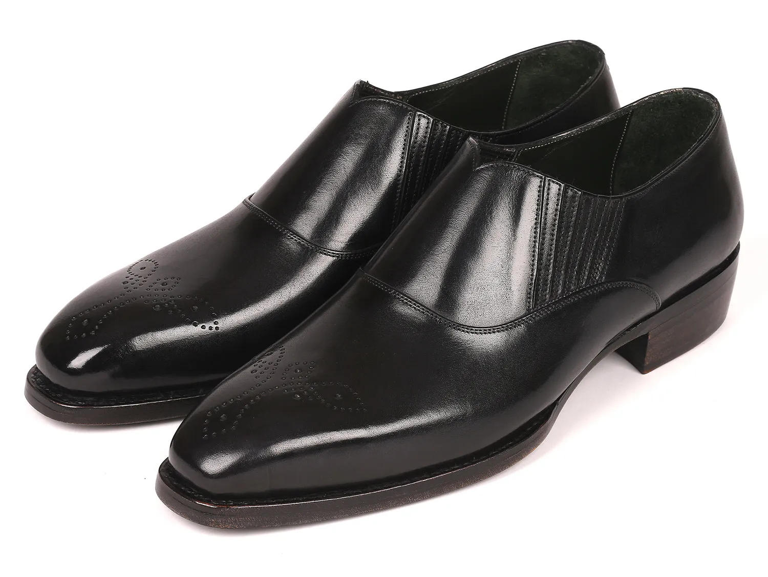 Kids Loafers Paul Parkman Goodyear Welted Black Elasticated Loafers (ID#GH861TR)