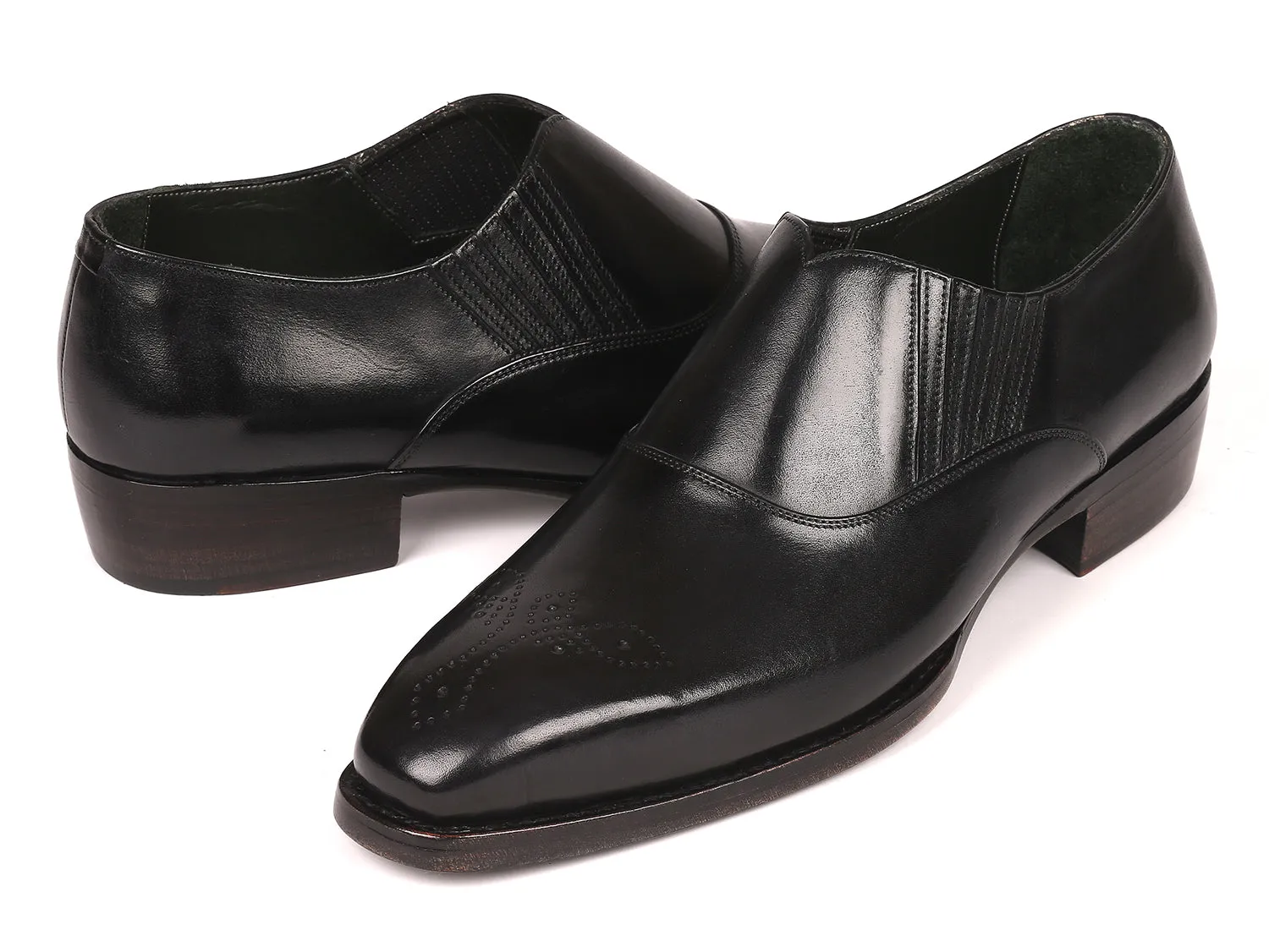Loafers With Khakis Paul Parkman Goodyear Welted Black Elasticated Loafers (ID#GH861TR)
