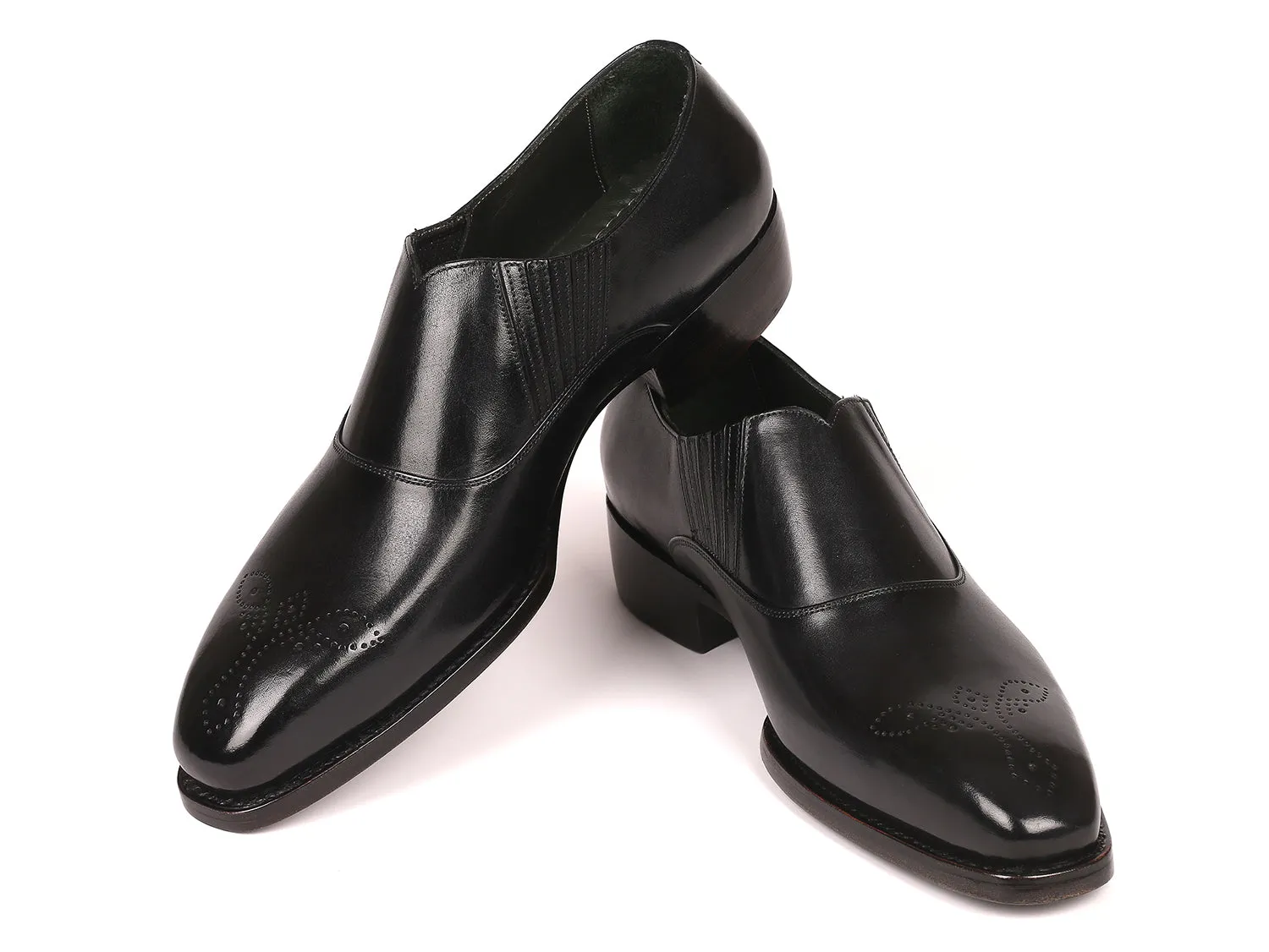 Zerøgrand Remastered Penny Loafers Paul Parkman Goodyear Welted Black Elasticated Loafers (ID#GH861TR)