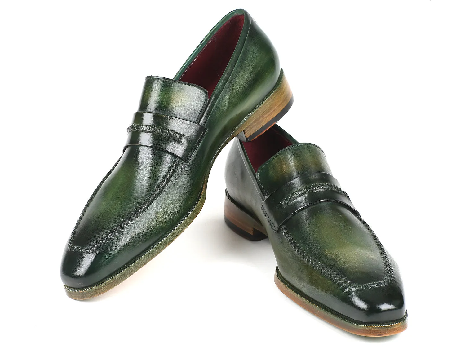Paul Parkman Men's Loafer Shoes Green (ID#068-GRN) Horse Bit Loafers