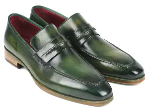 Paul Parkman Men's Loafer Shoes Green (ID#068-GRN) Shiny Loafers