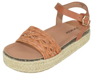 Sandals With Flowers ATHENS-1 Tan TOP MODA