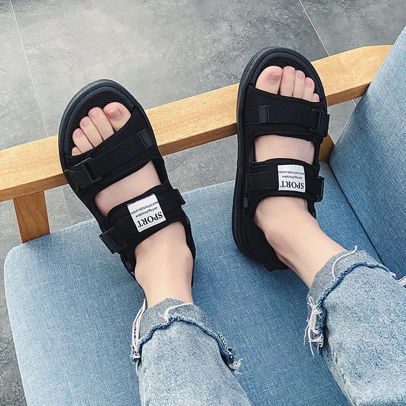 Men Beach Shoes Sandals Summer Men's Beach Shoes Non-Slip Strappy Block Heel Sandals