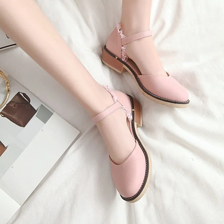 Women's Round Toe Hollow Out Lace Ankle Strap Block Heel Sandals Sandals With Arch Support Plantar Fasciitis