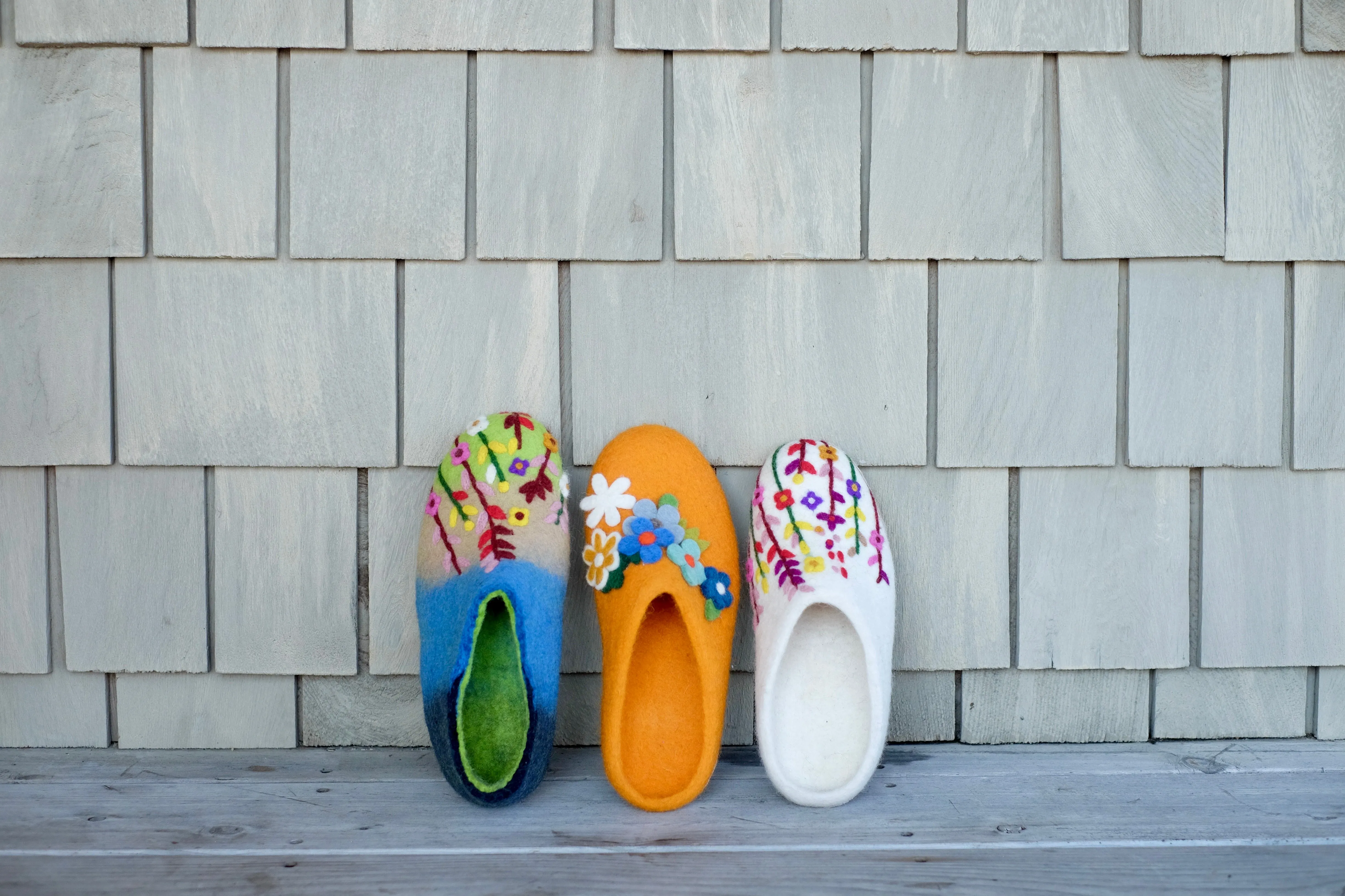 Flower Garden Organic Merino Wool Slippers | Eco-Friendly Floral Design, Rubber or Leather Sole, Cozy Comfort Luxury Women Gift, Wildflowers 49ers Slippers