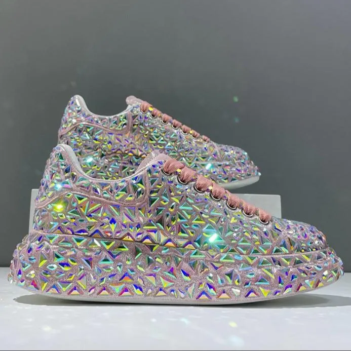 Glitter rhinestone lace-up sneakers for wedding & party Shoe Trees For Sneakers