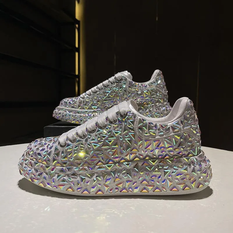 Glitter rhinestone lace-up sneakers for wedding & party Sneakers Snoopy