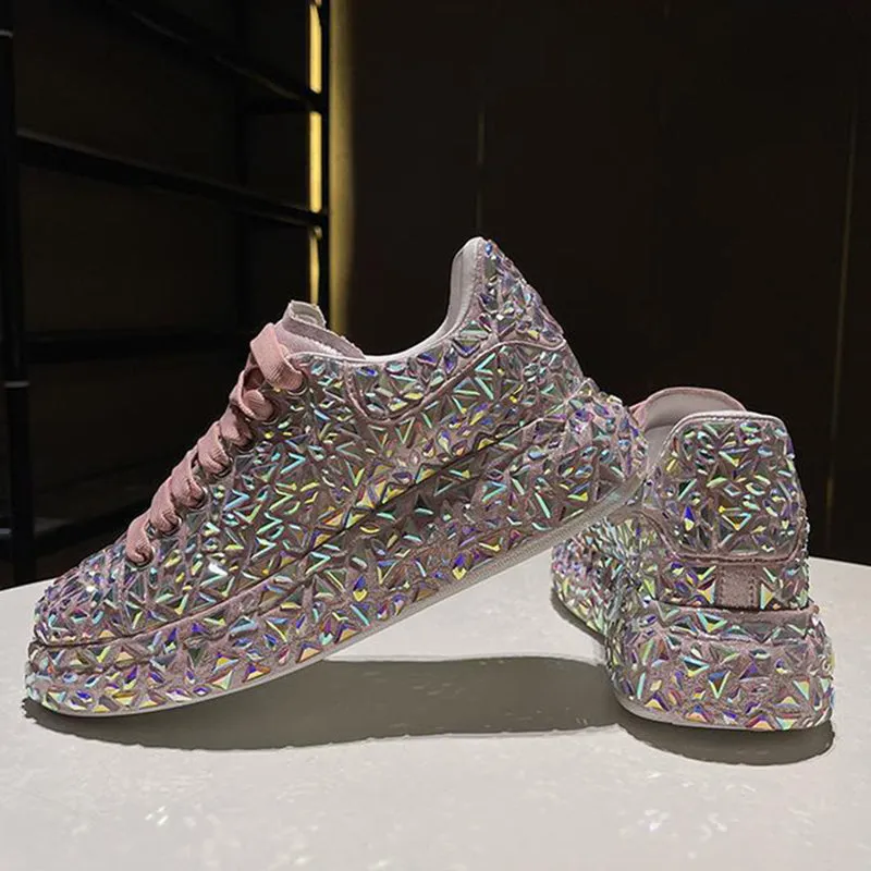 Glitter rhinestone lace-up sneakers for wedding & party She Wears High Heels I Wear Sneakers Lyrics