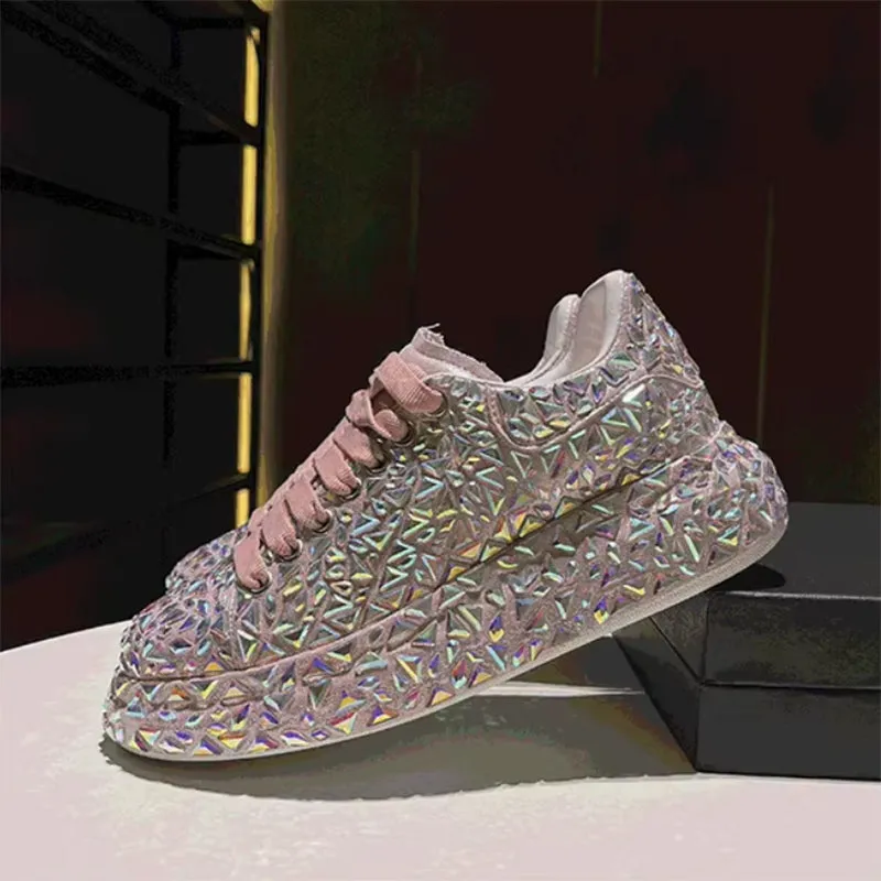 Roger Federer Sneakers Glitter rhinestone lace-up sneakers for wedding & party