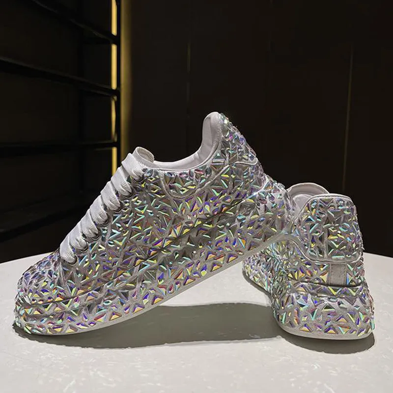 Match Sneakers Glitter rhinestone lace-up sneakers for wedding & party