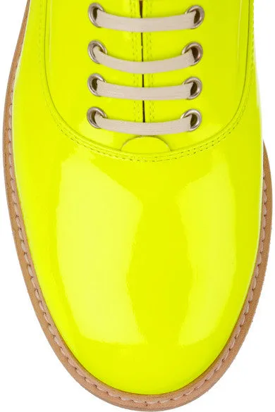 Loafers With Pearls NEW CHRISTIAN LOUBOUTIN HAVANA FLAT BROGUE SHOE 36.5 6 YELLOW NEON Loafer PATENT Leather Womens NIB