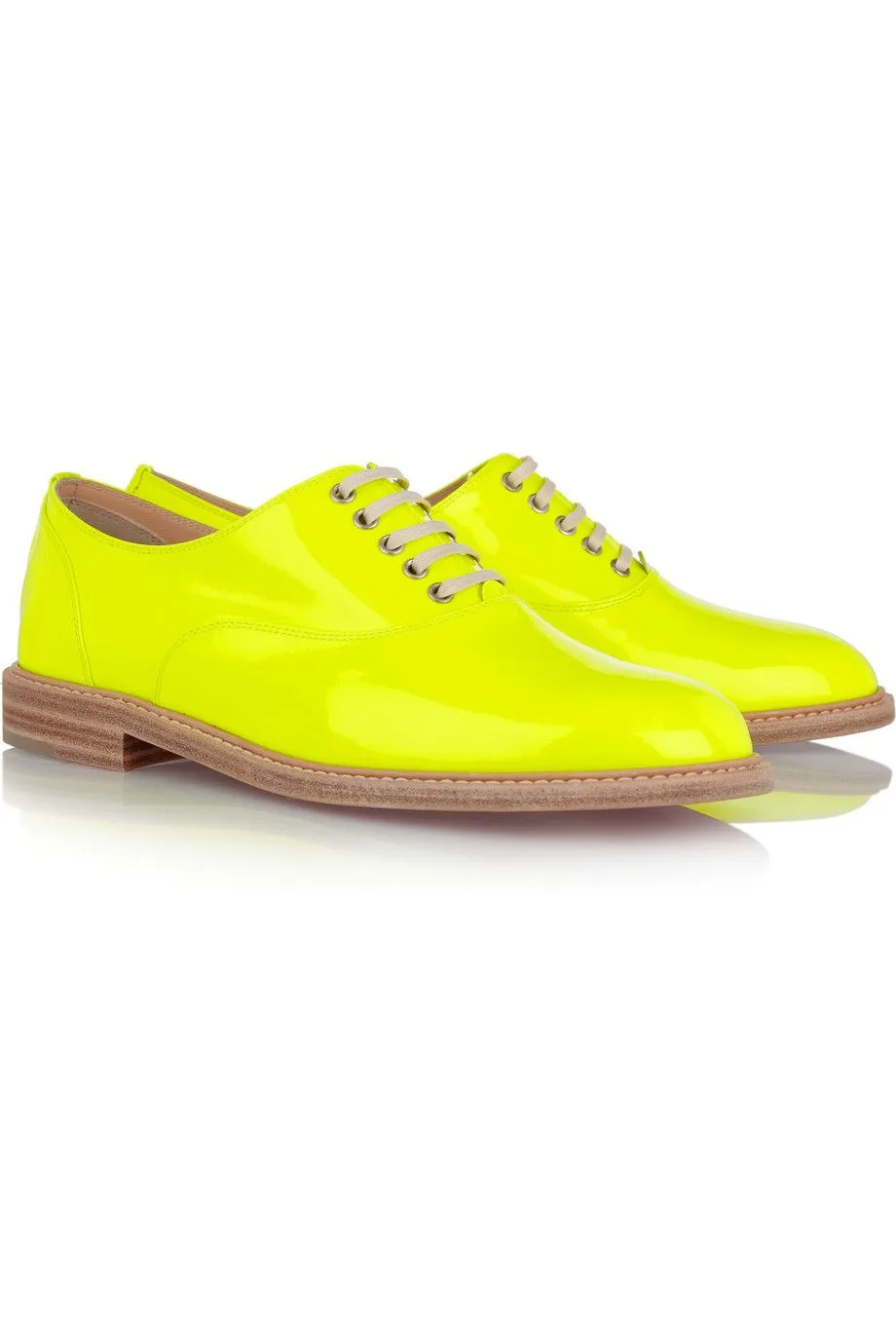 Sleek Loafers NEW CHRISTIAN LOUBOUTIN HAVANA FLAT BROGUE SHOE 36.5 6 YELLOW NEON Loafer PATENT Leather Womens NIB