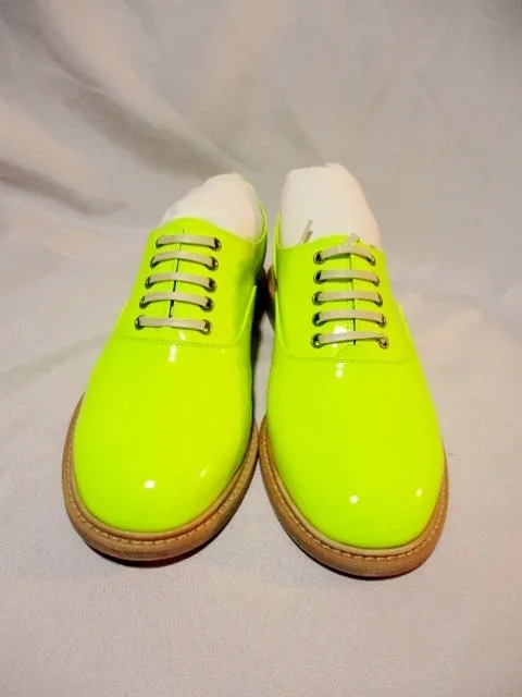 Golf Le Fleur Loafers NEW CHRISTIAN LOUBOUTIN HAVANA FLAT BROGUE SHOE 36.5 6 YELLOW NEON Loafer PATENT Leather Womens NIB