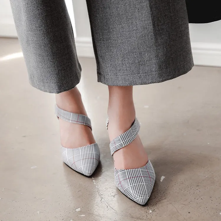 Ralph Lauren Infant Sandals Women's's Pointed Toe Plaid Strap Block High Heel Sandals