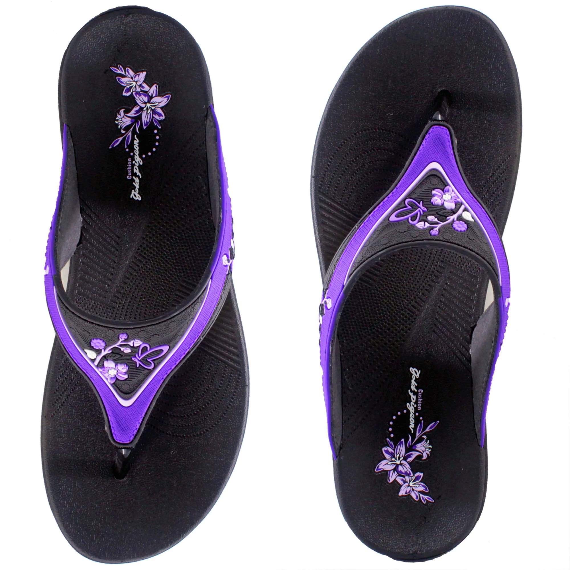 Flip Flops With Flowers On Them Platform: 1558 Purple