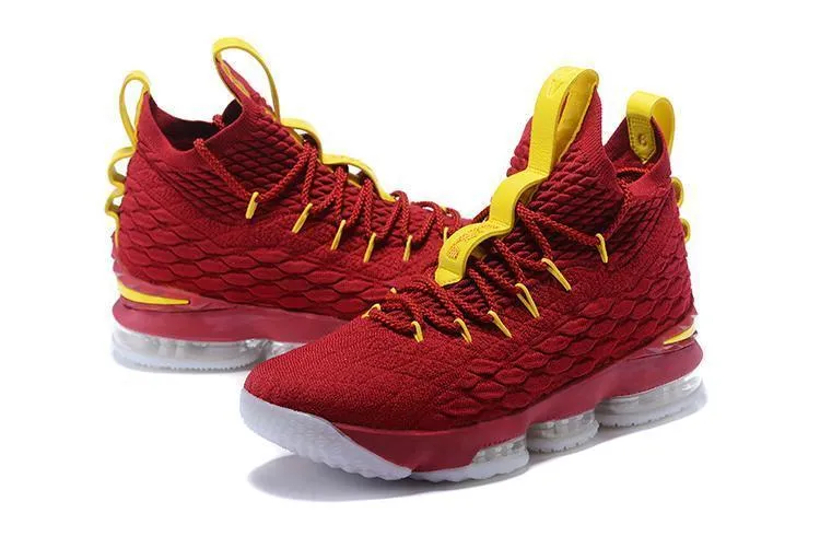 Sneakers Asics Shoes Nike Lebron XV 15 Red Yellow Men Shoes Sale Size US7,8,8.5,9,10,11,12