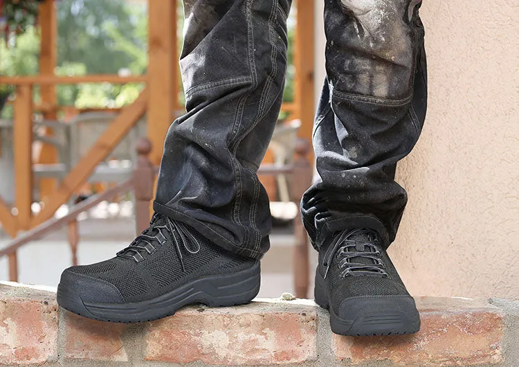 Best Work Boots For Tree Work Orthofeet mens Cobalt Work Shoes - Black