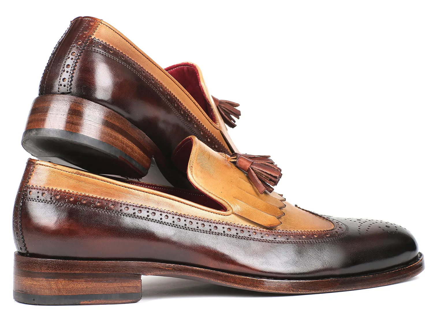 Paul Parkman Kiltie Tassel Loafer Beige & Brown (ID#KT57BJ) Loafers Size 12