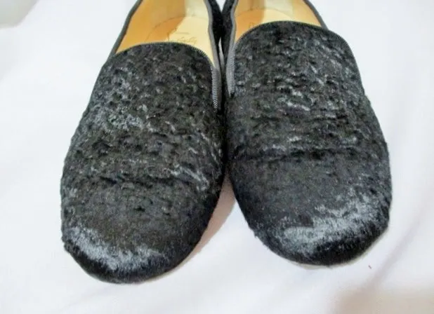 CHRISTIAN LOUBOUTIN FLAT PONY SHOE 36.5 / 6 BLACK ASTRAKAN Loafer Hey Dude Leather Loafers
