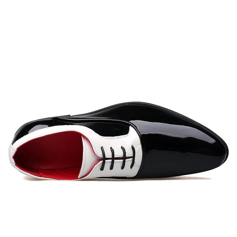 Men's Patent Leather Cuban Heel Oxfords Shoes Best Grip Work Boots